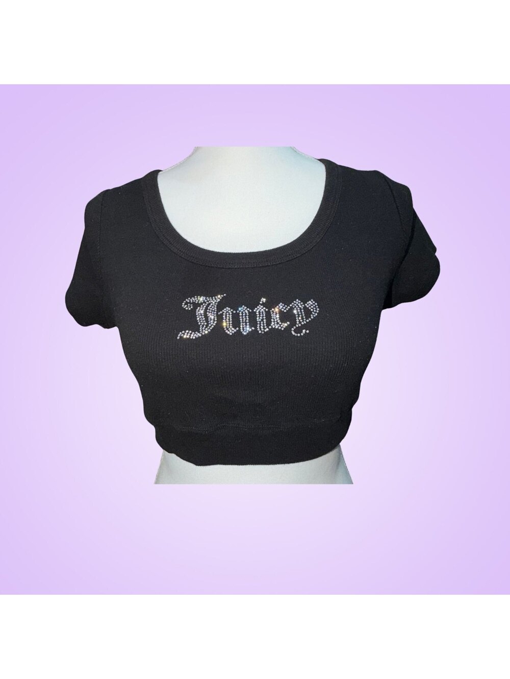 Juicy Couture Rhinestone Logo Cropped Knit Top | Women’s Medium